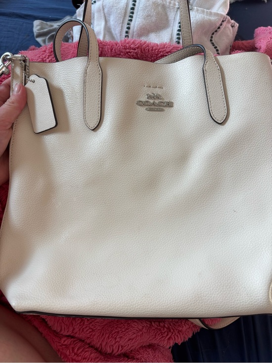Coach Handbags - Coach Cream Leather Tote with Silver Logo